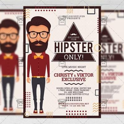 Club A5 Template - Hipster Only Flyer