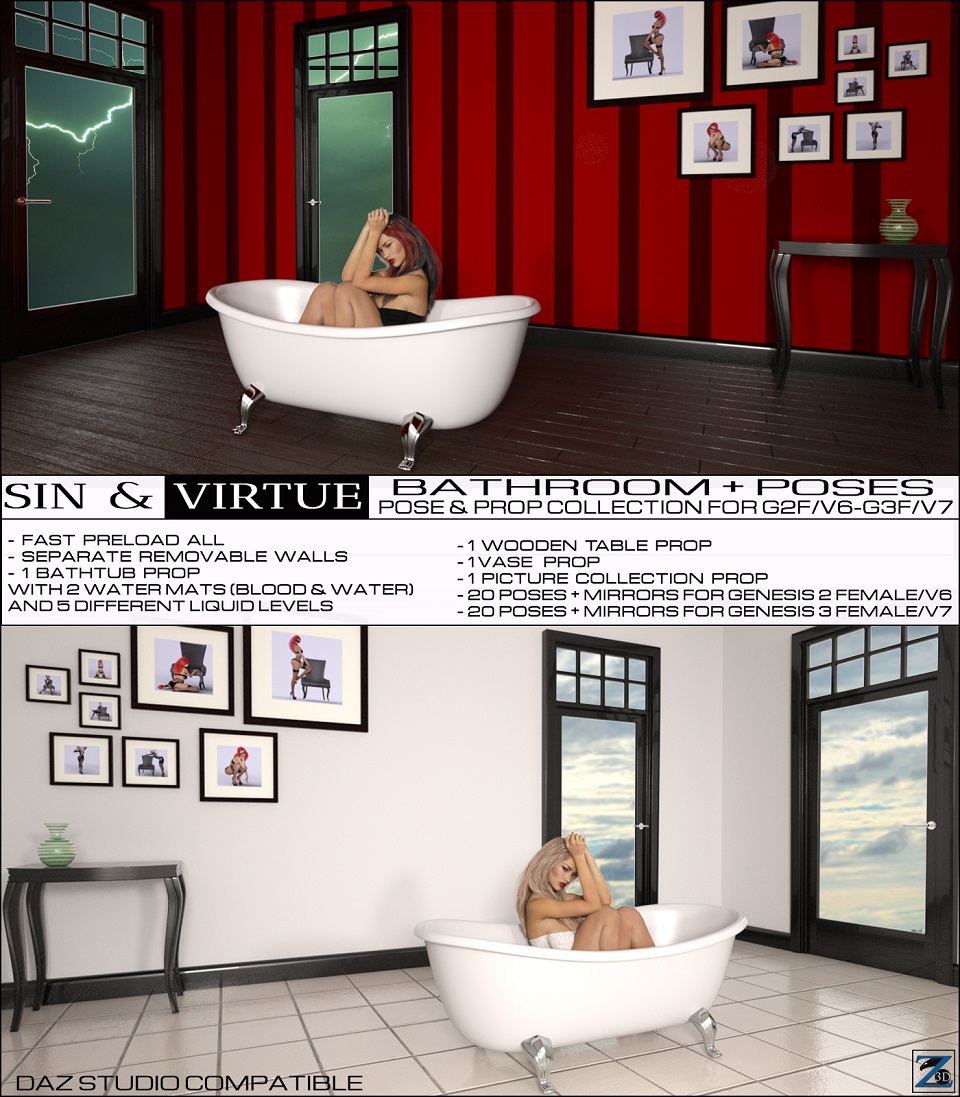 Z Sin & Virtue Bathroom + Poses 