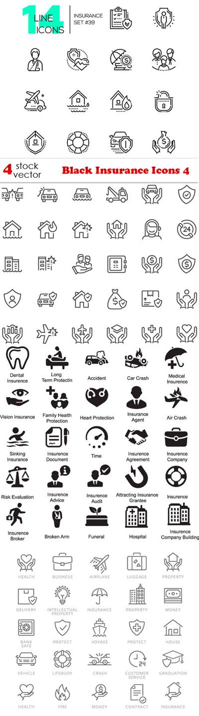 Vectors - Black Insurance Icons 4