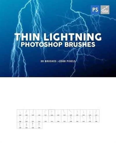 30 Thin Lightning Photoshop Stamp Brushes
