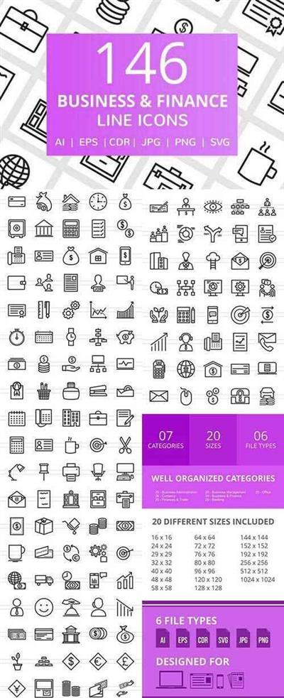 146 Business & finance line icons 2230246