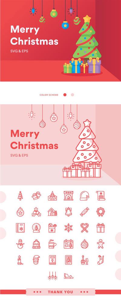 32 Christmas Icon Pack in Vector [EPSSVGPNG]
