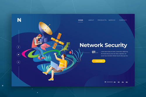 Network Security Web Header PSD and AI Vector