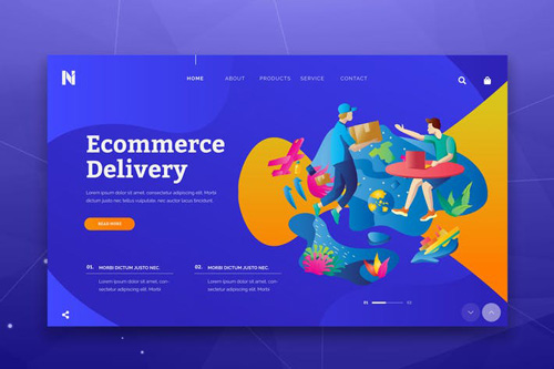 Ecommerce Delivery Web Header PSD and AI Vector