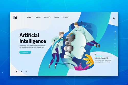 Artificial Intelligence Web Header PSD and AI