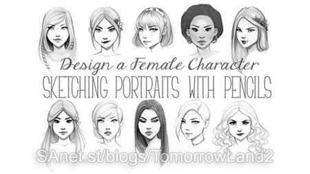 Design a Female Character Sketching Portraits with Pencils