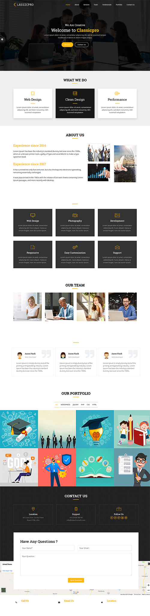 Classicpro - Responsive HTML5 one page Template